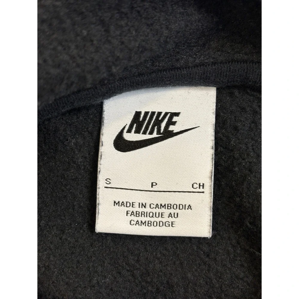 Nike Girls‎ Small Black Leopard Print Logo Fleece Hoodie Pullover Sweatshirt